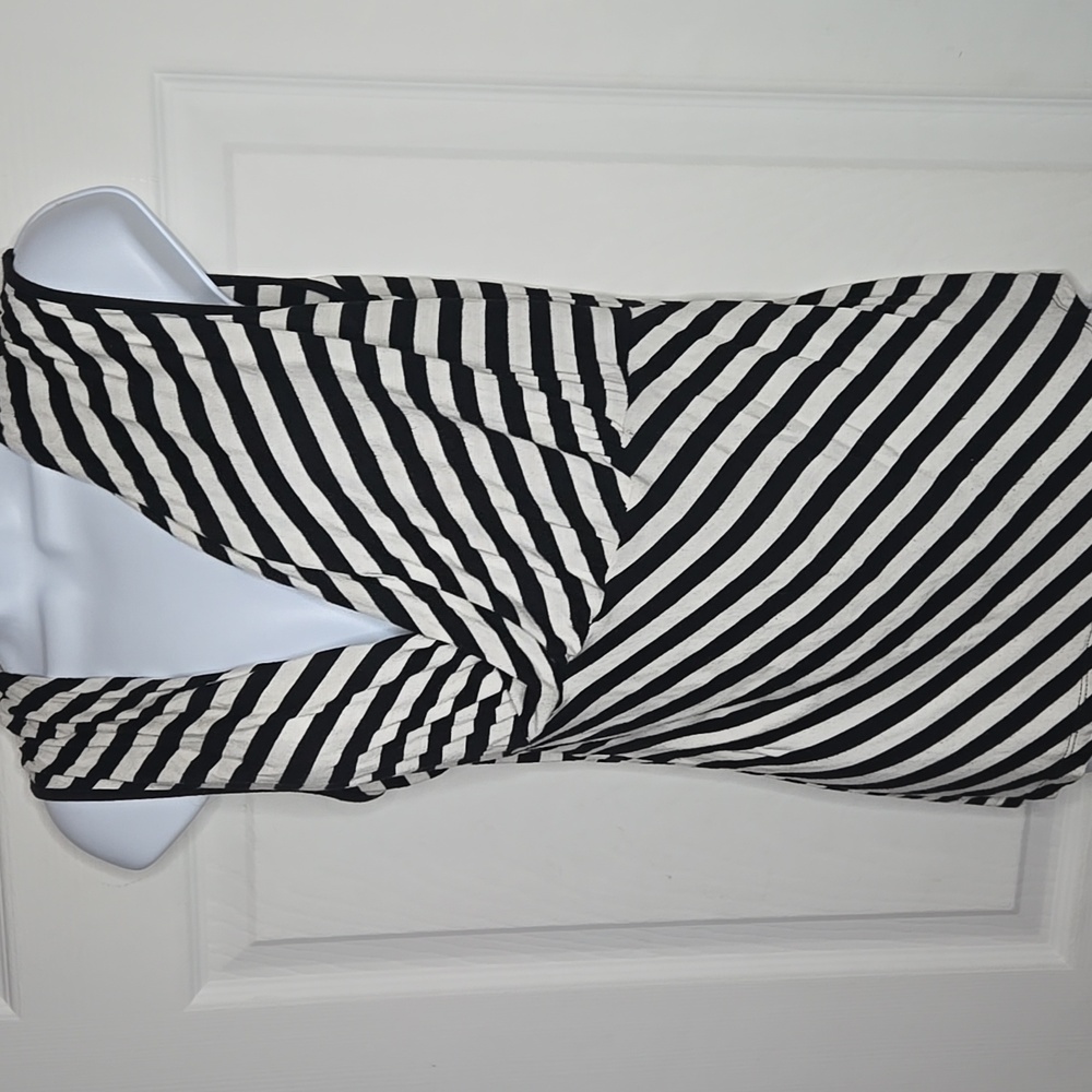 Gothic Office Sexy Stripe Plunge Top  L